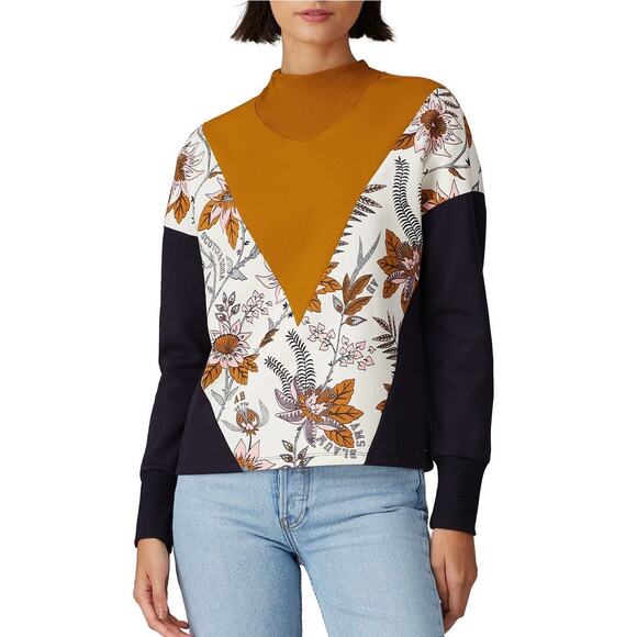 Scotch & Soda Panel Colorblock‎ Sweatshirt Yellow Blue Floral Pullover Sz M - Picture 1 of 12